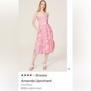 Amanda Uprichard Pink Patterned Midi Dress